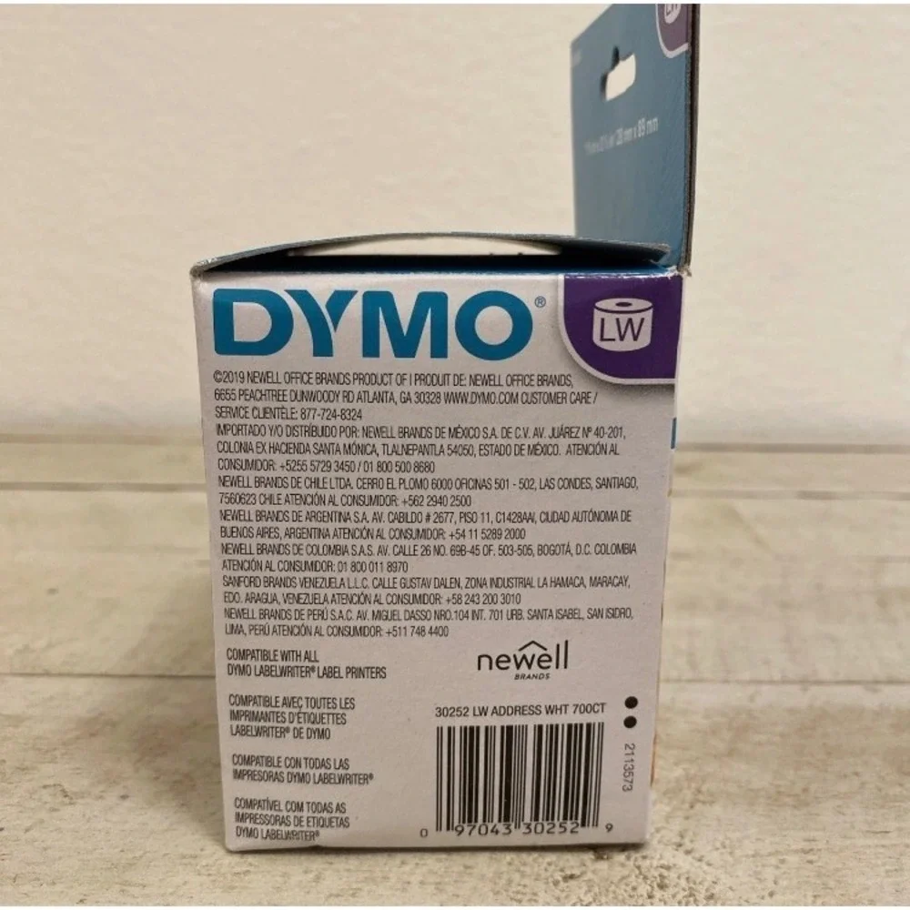 DYMO White Address Labels 30252, 350 X 2 Rolls Labels 1-1/8in X 3-1/2 Inch